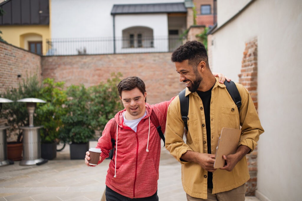 Support worker helping a client with their daily routine